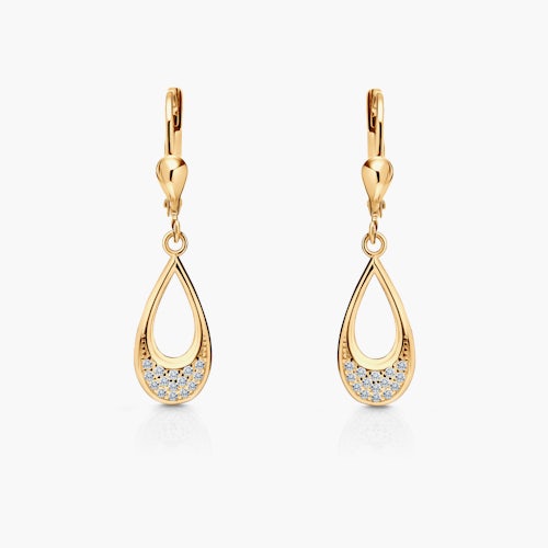 Kolczyki wiszące SAVICKI: złote, cyrkonie